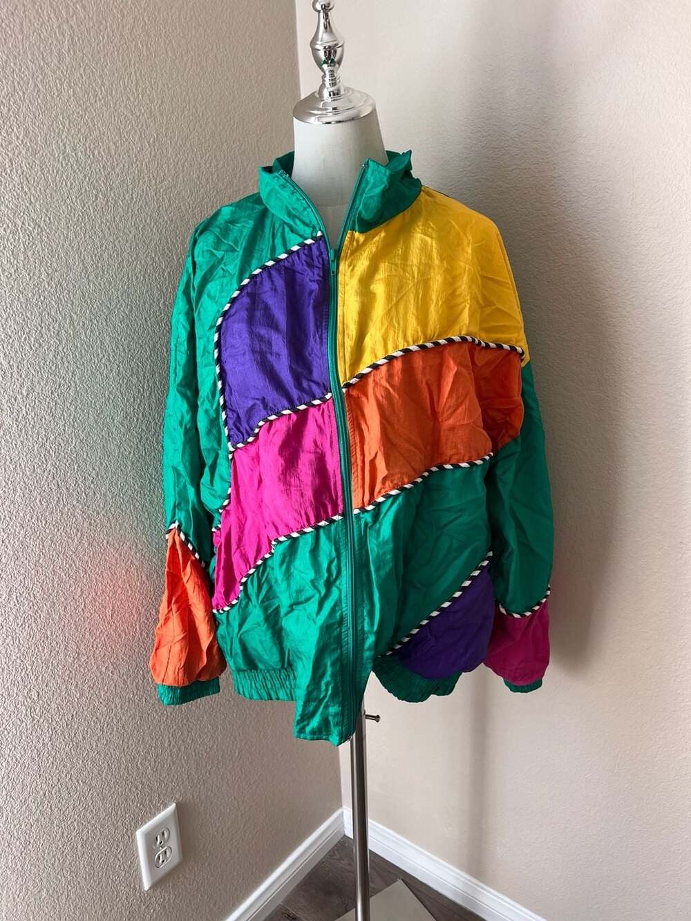 Vintage 90s Laura Katherine Colorblock Windbreaker Jacket Size 20W